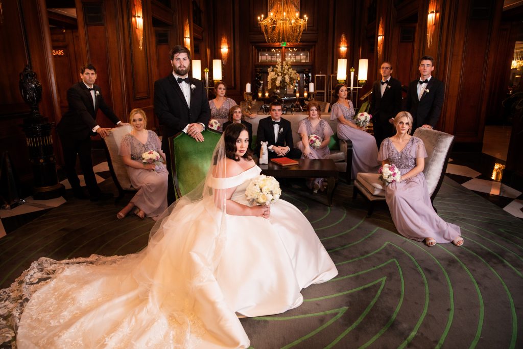 Bridal Party posing in luxury wedding venue